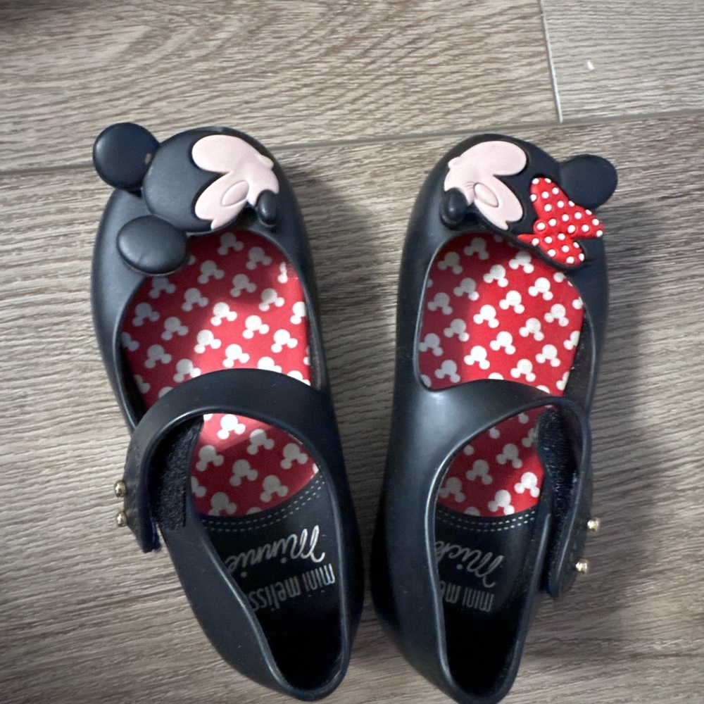 NEW Mini Melissa Black Kids Shoes with Minnie & Mickey